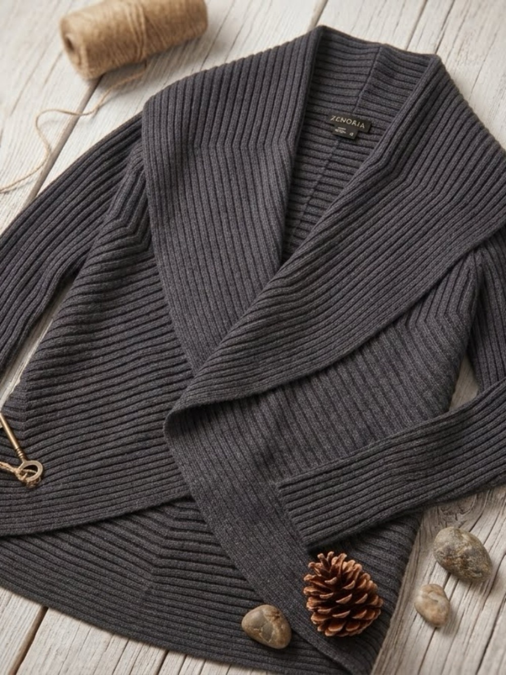 Zenobia Italy 100% Extrafine Merino Wool Shawl Neck Cocoon Cardigan M